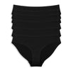 Six black Parfait Lingerie seamless hipster panties in a 6-pack, showing soft fabric and comfortable fit.