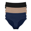 Six navy Parfait Seamless Hipster Panties in a pack, soft and stretchy lingerie with a comfortable fit and seamless design.
