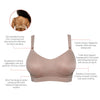 Parfait Lingerie Holly seamless non-padded wirefree nursing bra in warm sand, showing soft fabric, supportive design, and nursing clips.