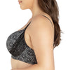 Side view of Parfait Lingerie Casey full bust padded plunge T-shirt bra in Mosaic Black, showing molded cups and supportive design.