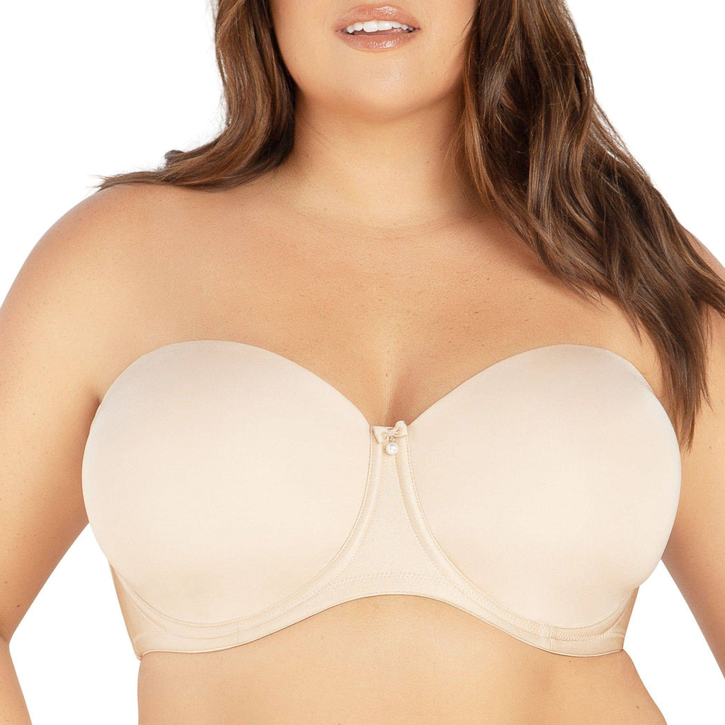 Parfait Lingerie Elise full bust strapless bra in bare color, front view showing supportive design and smooth fabric.