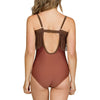 Parfait Lingerie PARFAIT Pure S8126 Womens One Piece Swimsuit Ruffle Keyhole Design - Terracotta