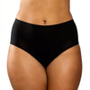 Black Parfait Lingerie seamless mid-waist briefs in a 6-pack, shown from the front view. Comfortable, smooth fit for everyday wear.