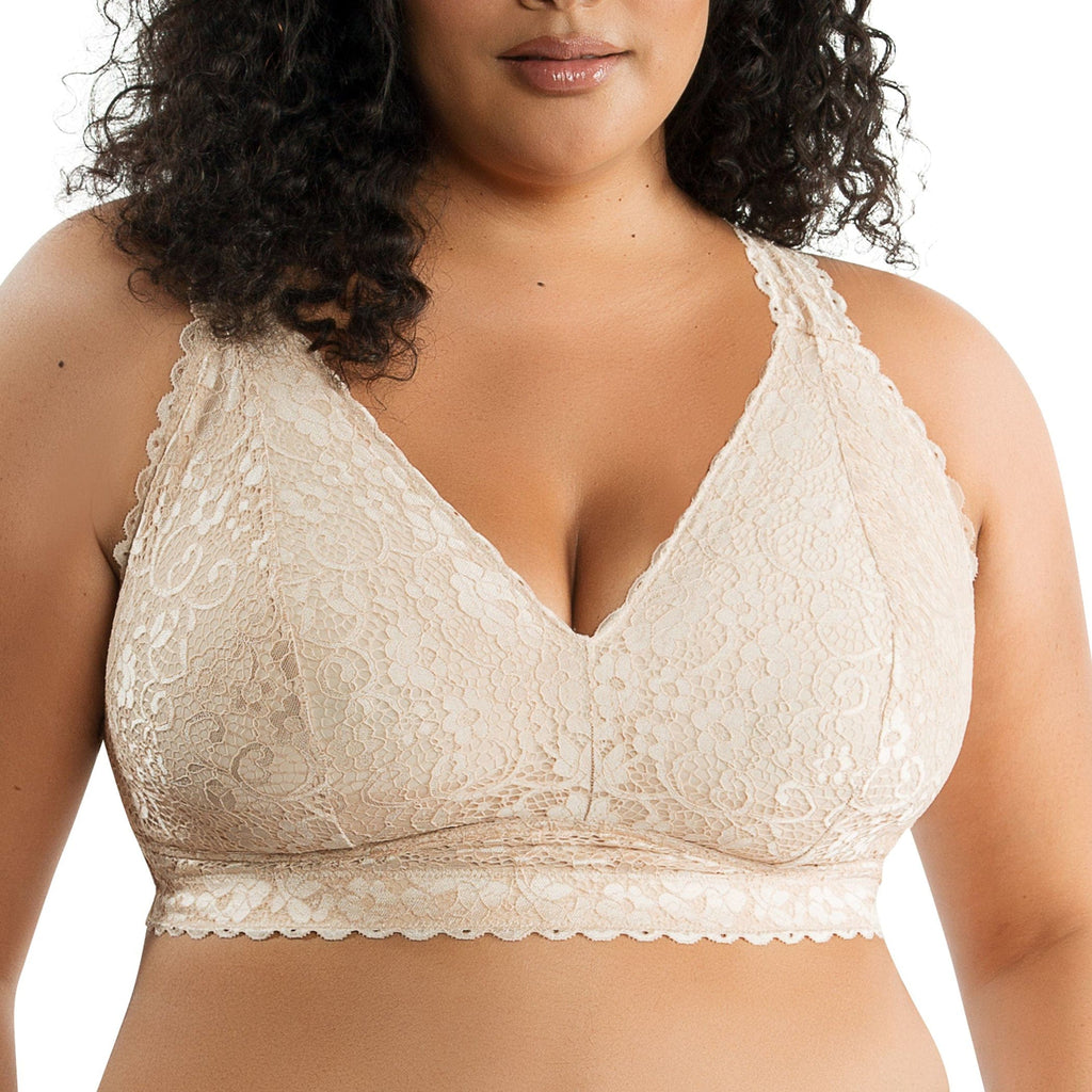 Parfait Lingerie Bralette PARFAIT Adriana P5482 Women's Curvy and Full Bust Supportive Wire-free Lace Bra  - Bare