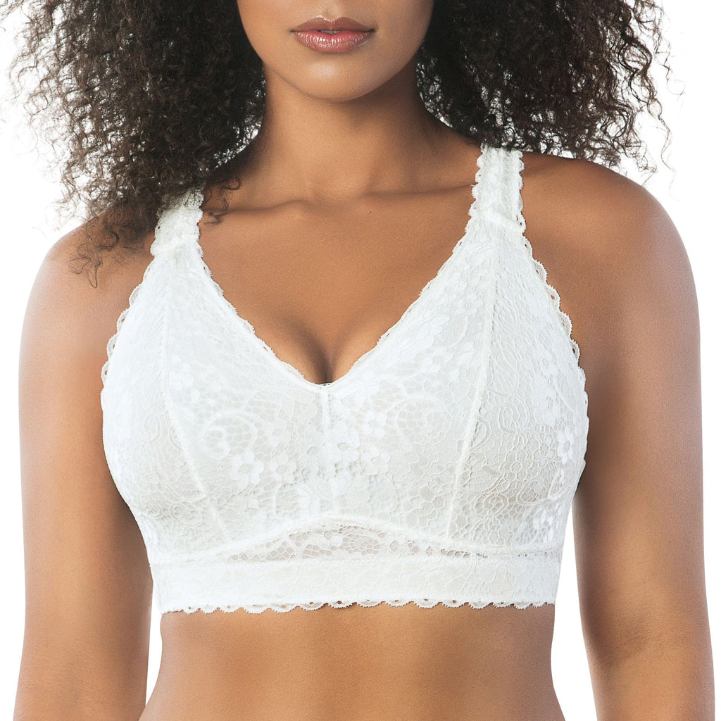 Parfait Lingerie Bralette PARFAIT Adriana P5482 Women's Curvy and Full Bust Supportive Wire-free Lace Bra  - Pearl white