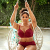 Parfait Lingerie PARFAIT Brigitte S8201 Demi Cup Underwire Balconette Longline Bikini Top with Embroidery Detail - Rumba Red