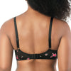 Black Parfait Lingerie Casey full bust padded plunge T-shirt bra with rose print, showing the back view with adjustable straps.