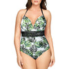 Parfait Lingerie PARFAIT Christy S8056 Underwire One Piece Swimsuit with Deep V Neck and Shaping Support - Wild Leaves