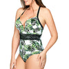 Parfait Lingerie PARFAIT Christy S8056 Underwire One Piece Swimsuit with Deep V Neck and Shaping Support - Wild Leaves