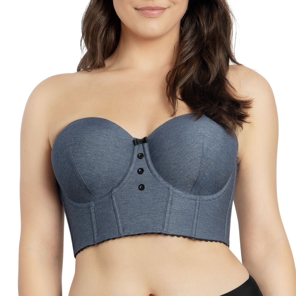 Parfait Lingerie PARFAIT Dolly Denim P50118 Women's Longline Strapless Bustier - Dark Blue Denim