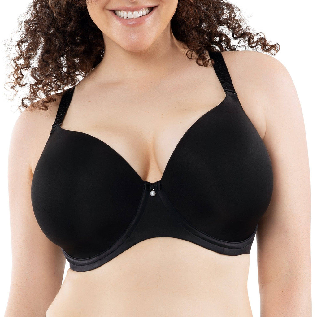 Black Elise underwire full bust T-shirt bra by Parfait Lingerie with smooth cups and supportive design, front view.