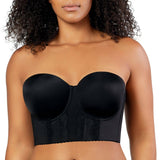 Black Elissa full bust longline strapless bra by Parfait Lingerie, featuring seamless contour cups and supportive design.