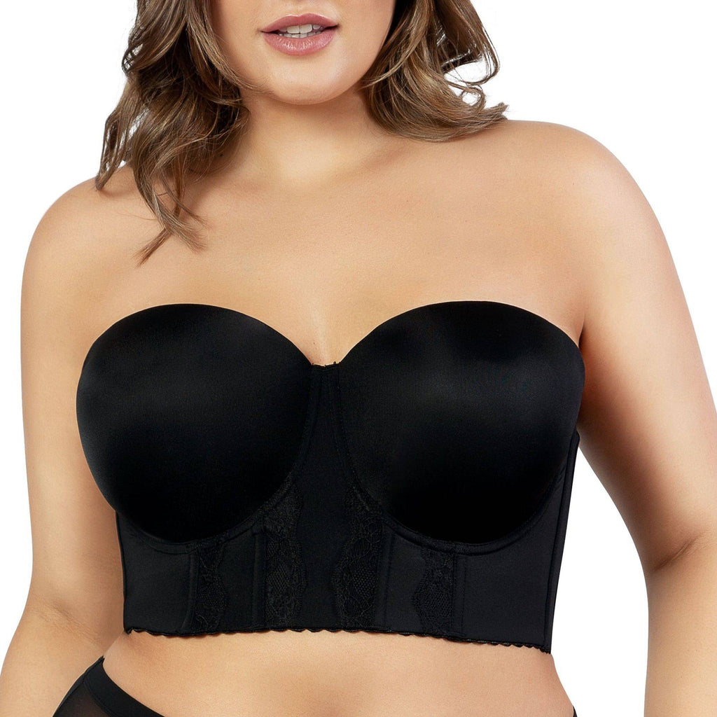 Black Elissa full bust longline strapless bra by Parfait Lingerie, featuring seamless contour cups and supportive design.