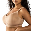 Side view of the Parfait Holly full seamless non-padded wirefree nursing bra in warm sand, showing smooth fabric and supportive design.