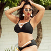 Parfait Lingerie PARFAIT Lauren S8223 Womens High Waist Bikini Bottom Contrast Panel Sculpting Swimwear - Black w White