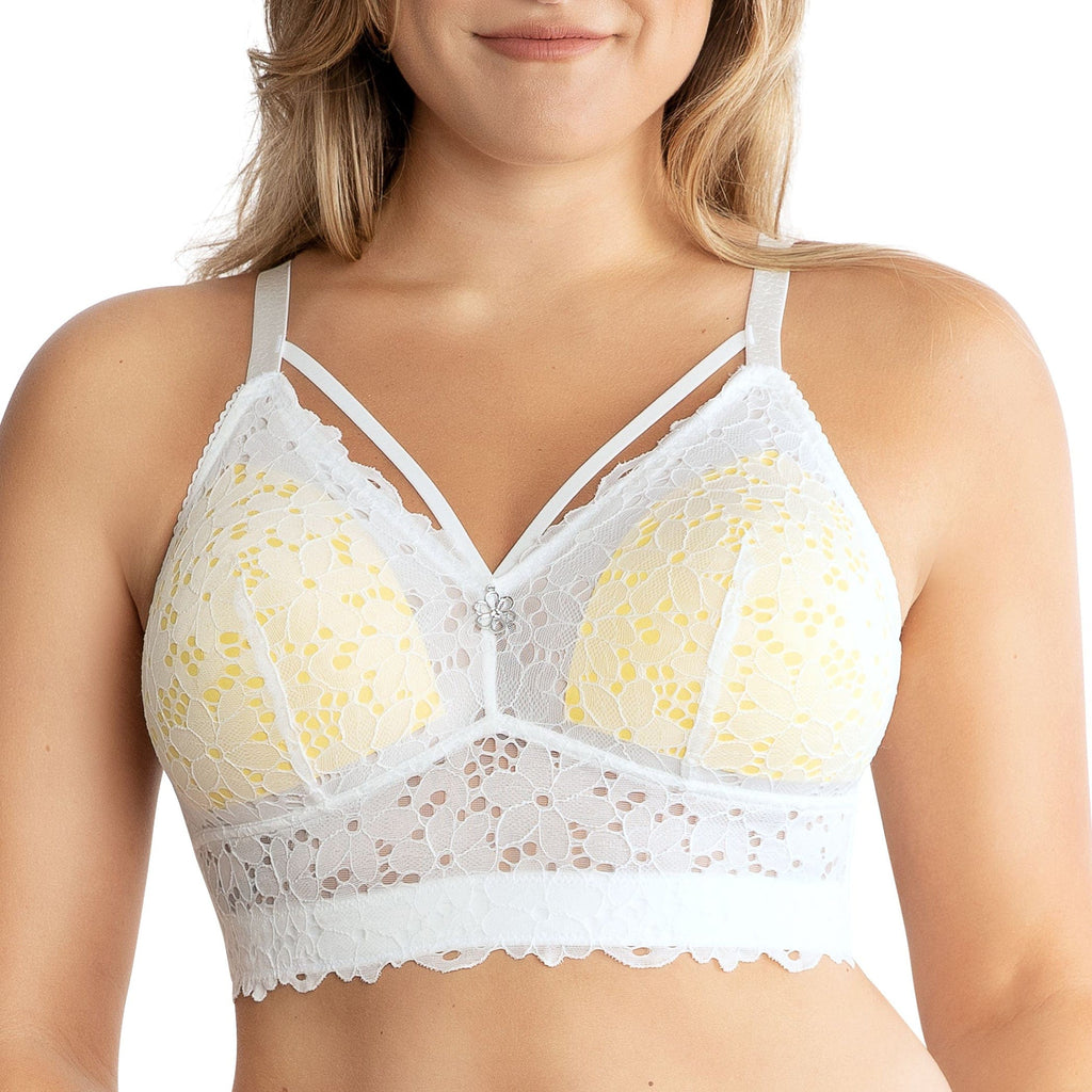 Parfait Lingerie PARFAIT Mia Daisy P6142 Women's Full Bust and Full Figure Wirefree Bralette - Pearl White