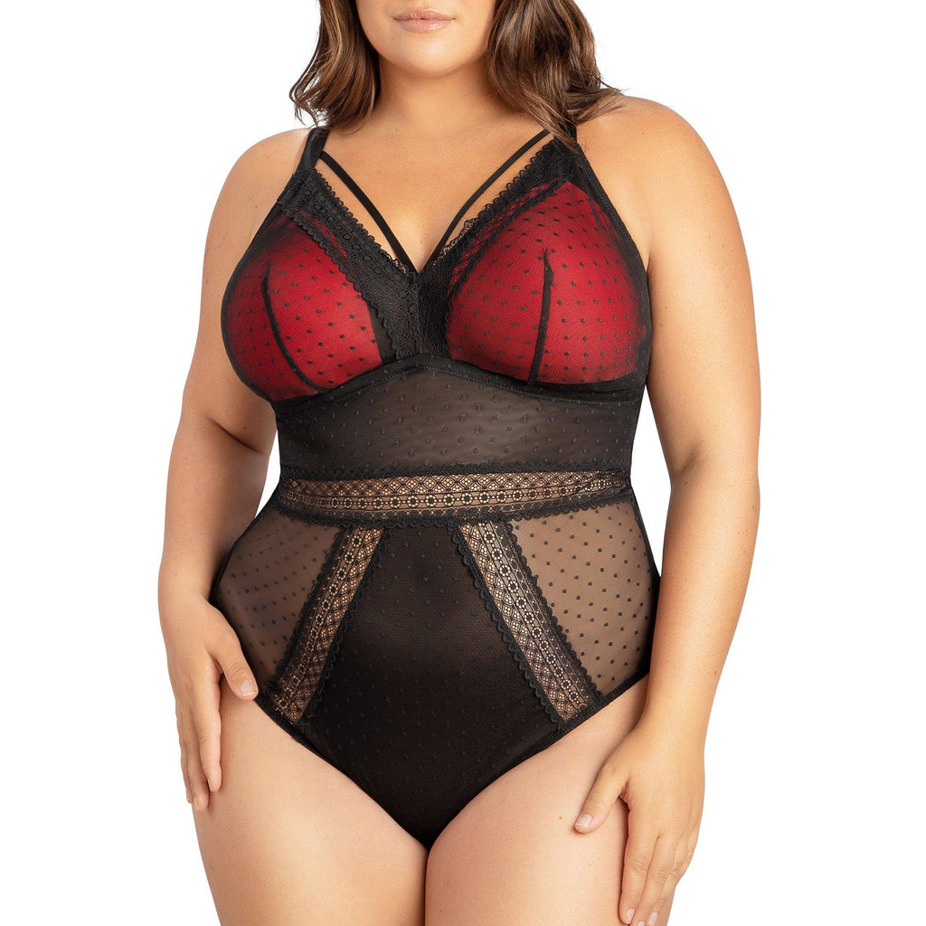 Black Mia wire-free full bust bodysuit by Parfait Lingerie featuring padded mesh fabric and a sleek, fitted design.
