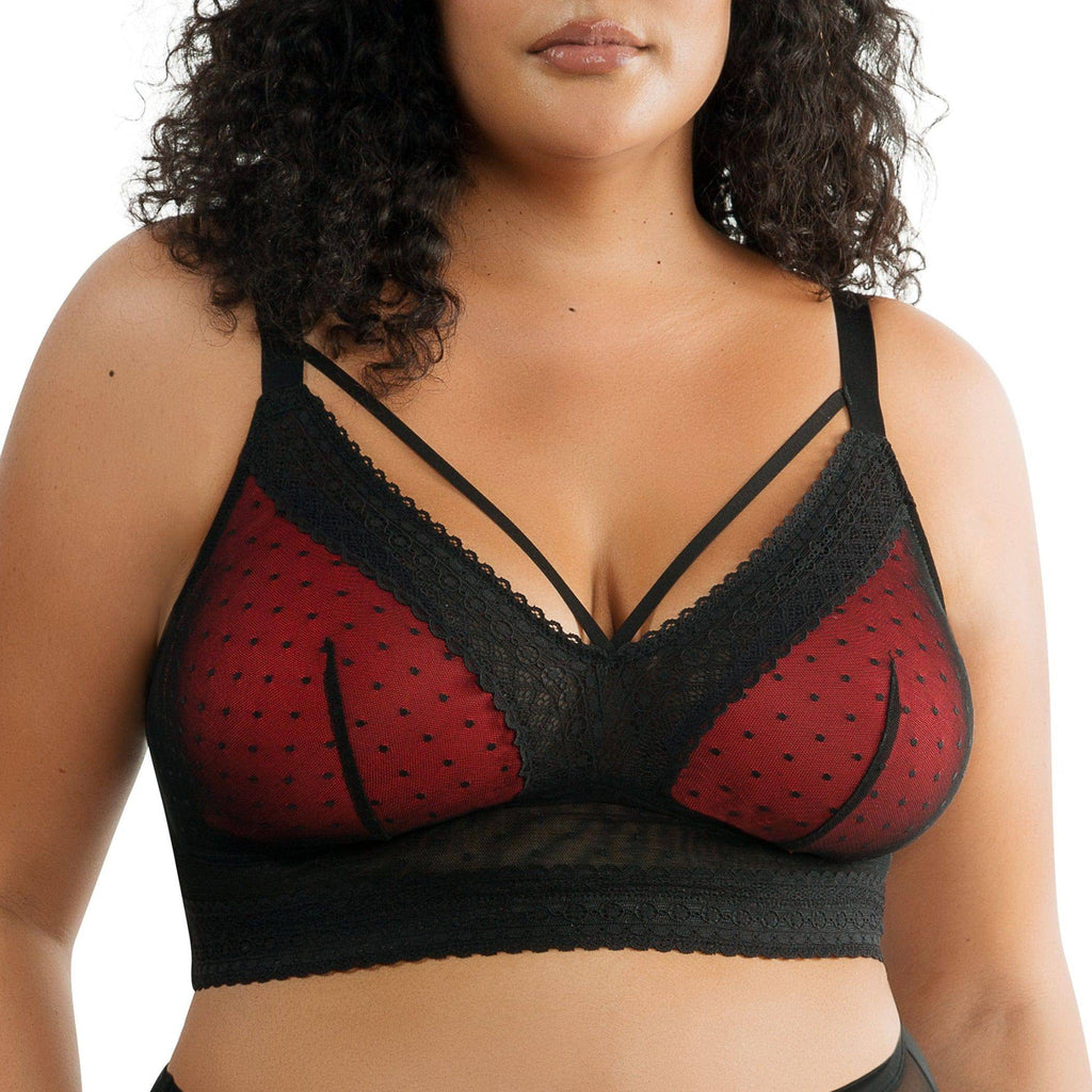 Black Mia Wire-Free Full Bust Padded Bralette by Parfait Lingerie with mesh details and adjustable straps, front view.