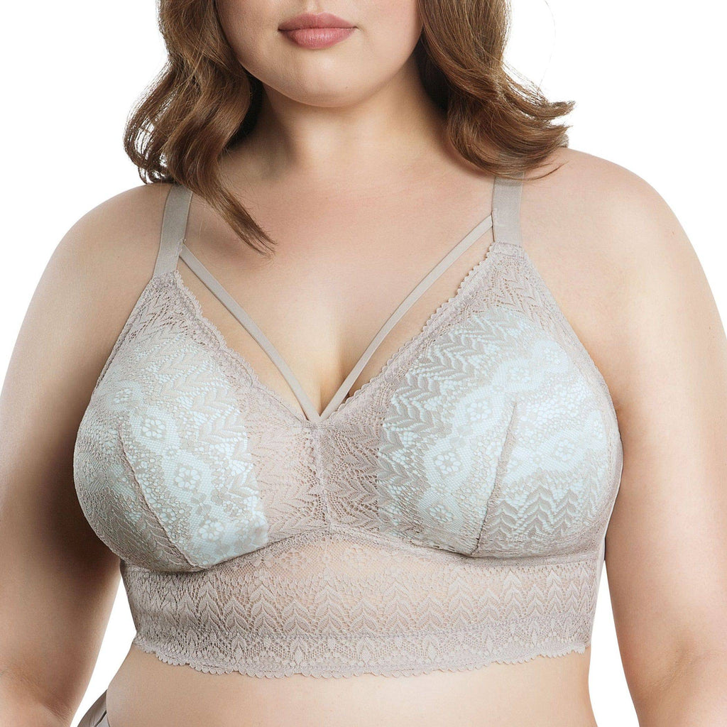 Mia Wire-Free Full Bust Lace Bralette in sandstone by Parfait Lingerie, front view showcasing lace details and full coverage design.