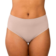 Bare beige Parfait Lingerie seamless mid-waist brief with smooth, comfortable fit and clean front design.