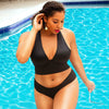 Parfait Lingerie PARFAIT Rita S8142 Longline Bikini Top with Cross Back Straps and Shirred Contour Cups - Black