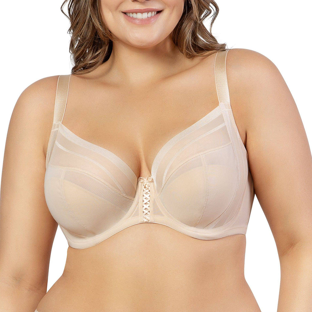 Bare Shea Full Bust Unlined Plunge Bra by Parfait Lingerie, front view showing smooth fabric and plunge design.