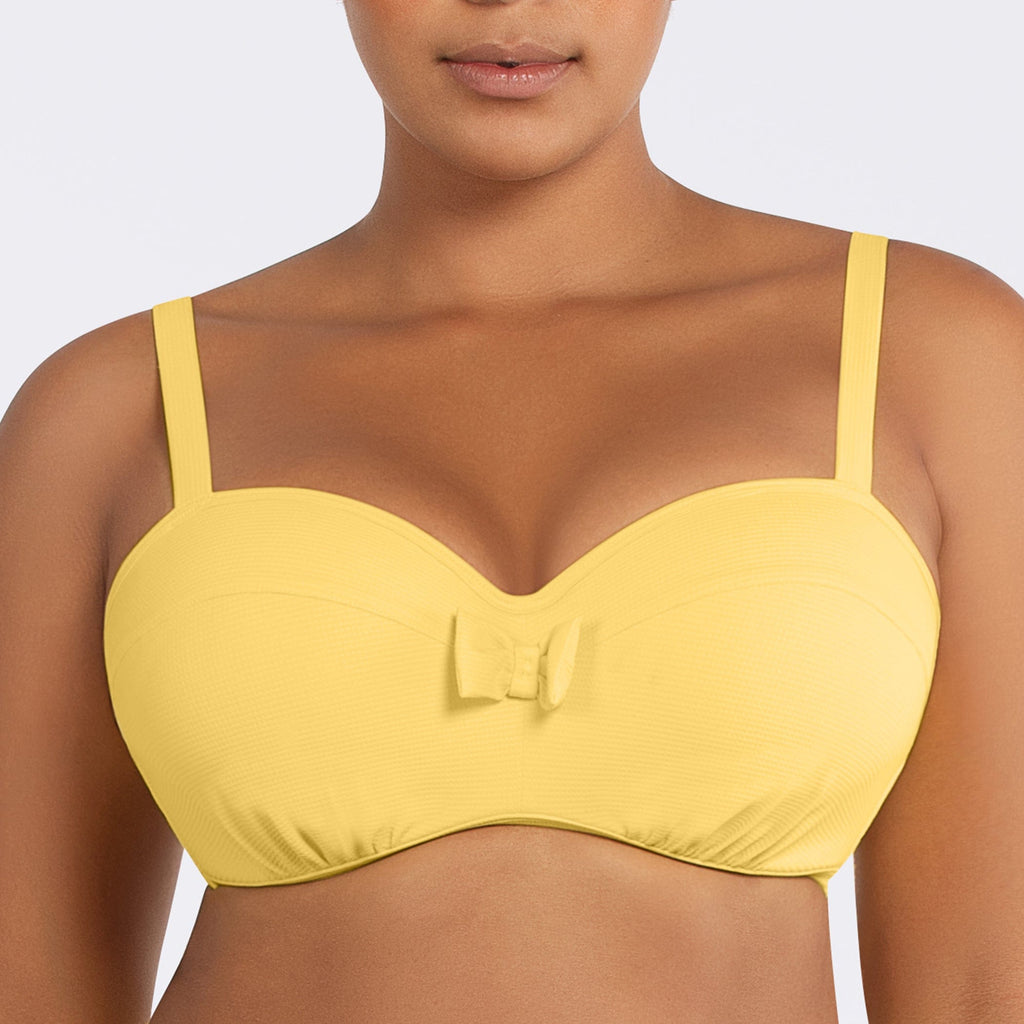 Parfait Lingerie PARFAIT Vivien S8162 Womens Balconette Bikini Top Underwire Vintage Inspired Swimwear - Lemon Drop