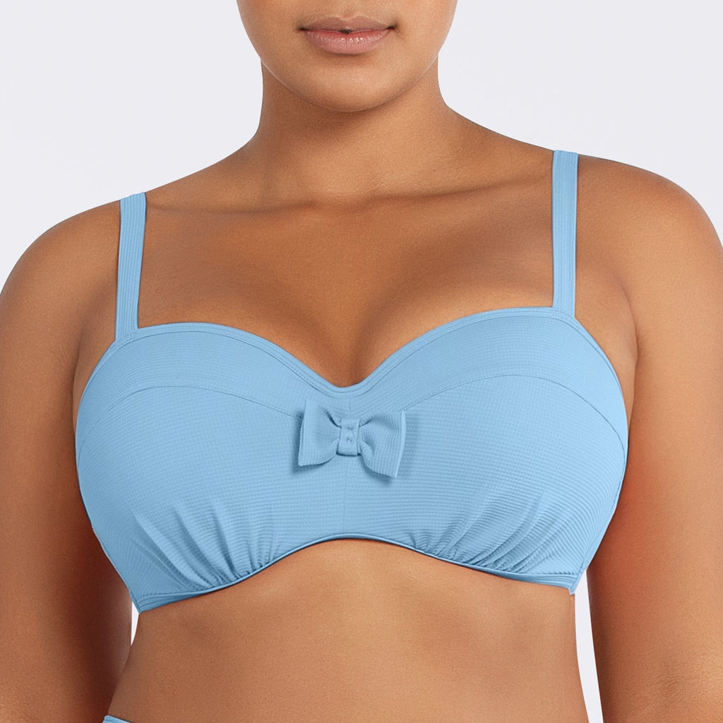 Parfait Lingerie PARFAIT Vivien S8162 Womens Balconette Bikini Top Underwire Vintage Inspired Swimwear - Dream Blue