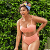 Parfait Lingerie PARFAIT Vivien S8165 Womens High Waist Bikini Bottom Full Coverage Retro Swimwear - Pink Blush