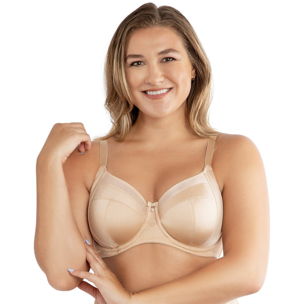Parfait Lingerie Adele unlined wired bra in nude color, featuring smooth fabric and supportive design, shown on a mannequin.