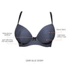 Parfait Lingerie PARFAIT Casey 2801 Women's Wired Padded Plunge Seamless T-shirt Bra - Dark Blue Denim