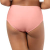 Back view of Parfait Lingerie Brigitte high-waist bikini bottom in Peach Bud with floral pattern and full coverage design.