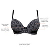 Parfait Lingerie Casey full bust padded plunge T-shirt bra in mosaic black, molded cups with underwire and smooth fabric.